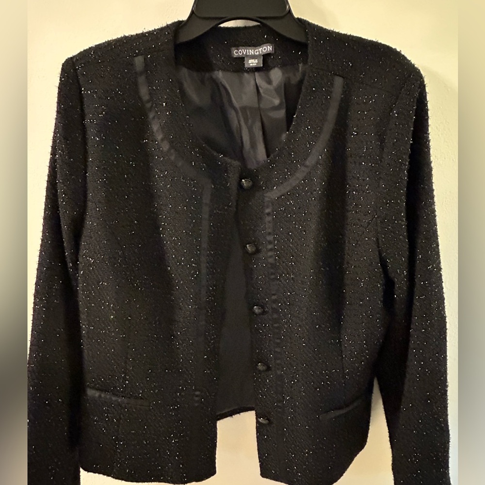 Covington Black Tweed-Look Blazer - Size XL
